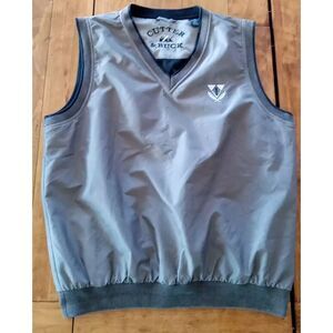 Vintage Cutter & Buck  Golf Vest Men L Tan Pullover V-Neck Clima guard Windbreak
